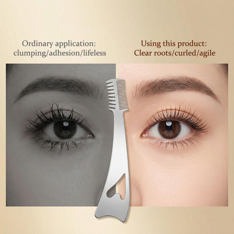1pcs 3-In-1 Stainless Steel Eyeliner Aid Tool With Eyelash Brush Eye Makeup Stencil For Women Design Delicate Finish Long Wear