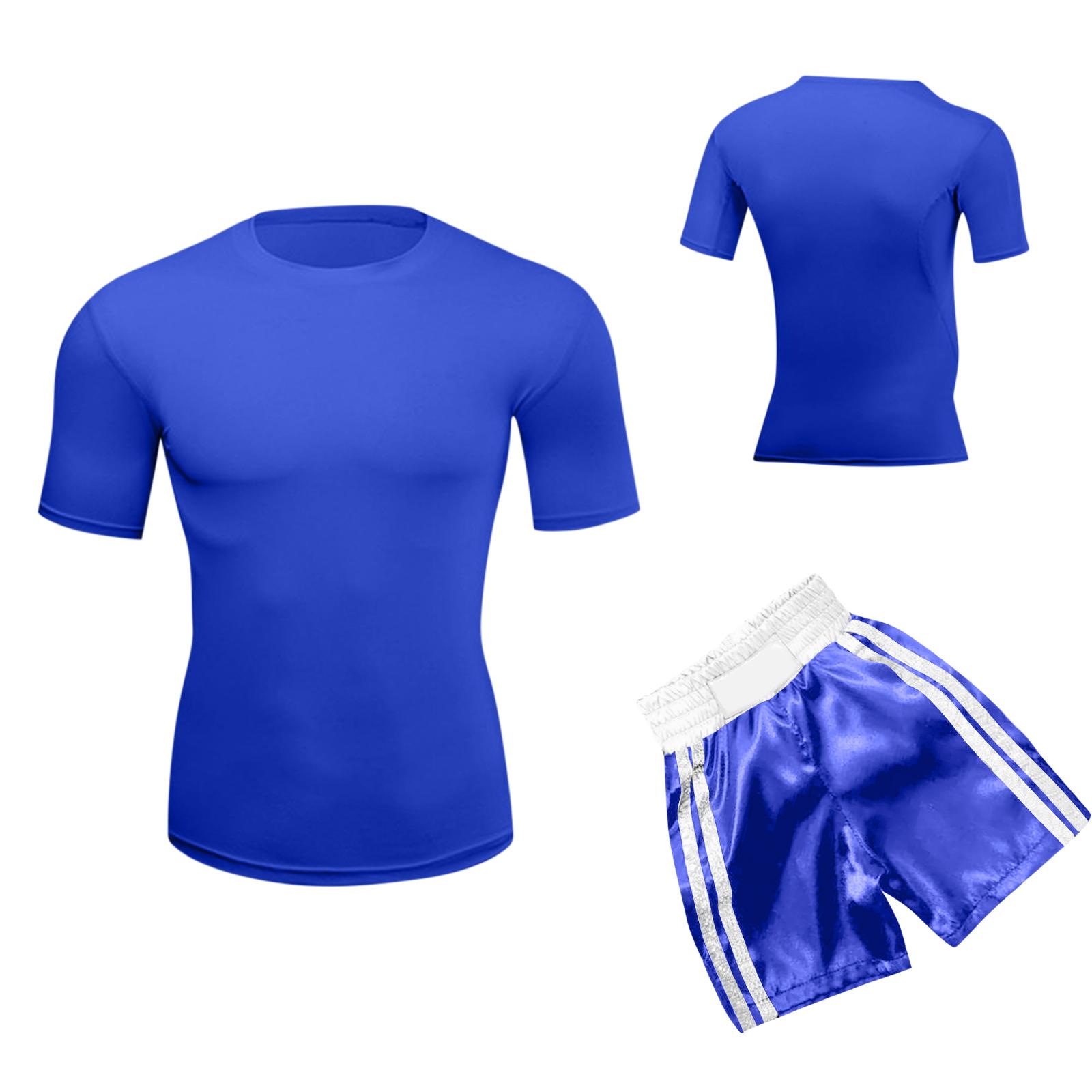 

Personalized Custom Boxing Suit Short-sleeved Top With Shorts For Men And Women , Birthday Gift , Halloween Costume , Customizable Pattern And Name M синій
