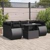 VidaXL Garden Lounge Set 7 Pcs with Cushions Black Wicker 3326586