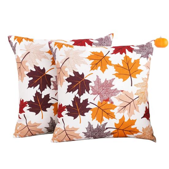 

2 шт. Наволочки для подушек с осенним рисунком кленовых листьев, сменного дизайна, наволочка, моющаяся, супермягкая, многоразовая, чехлы для диванных подушек B