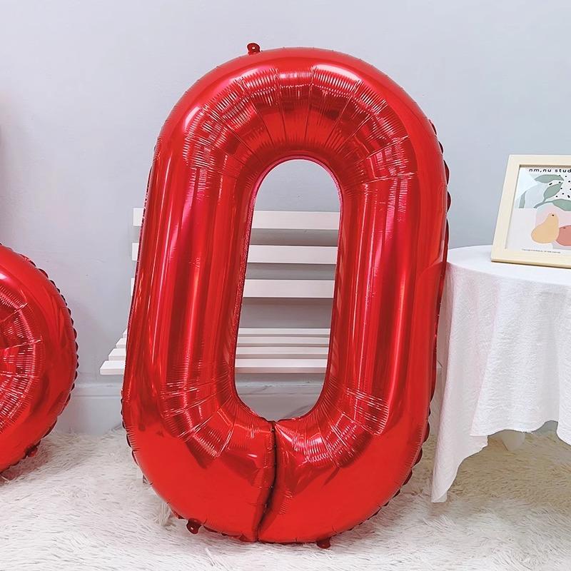 32-Inch Red Digital Aluminum Film Balloon Baby Birthday Party Decoration Scene Arrangement New Year'S Eve Photo Props