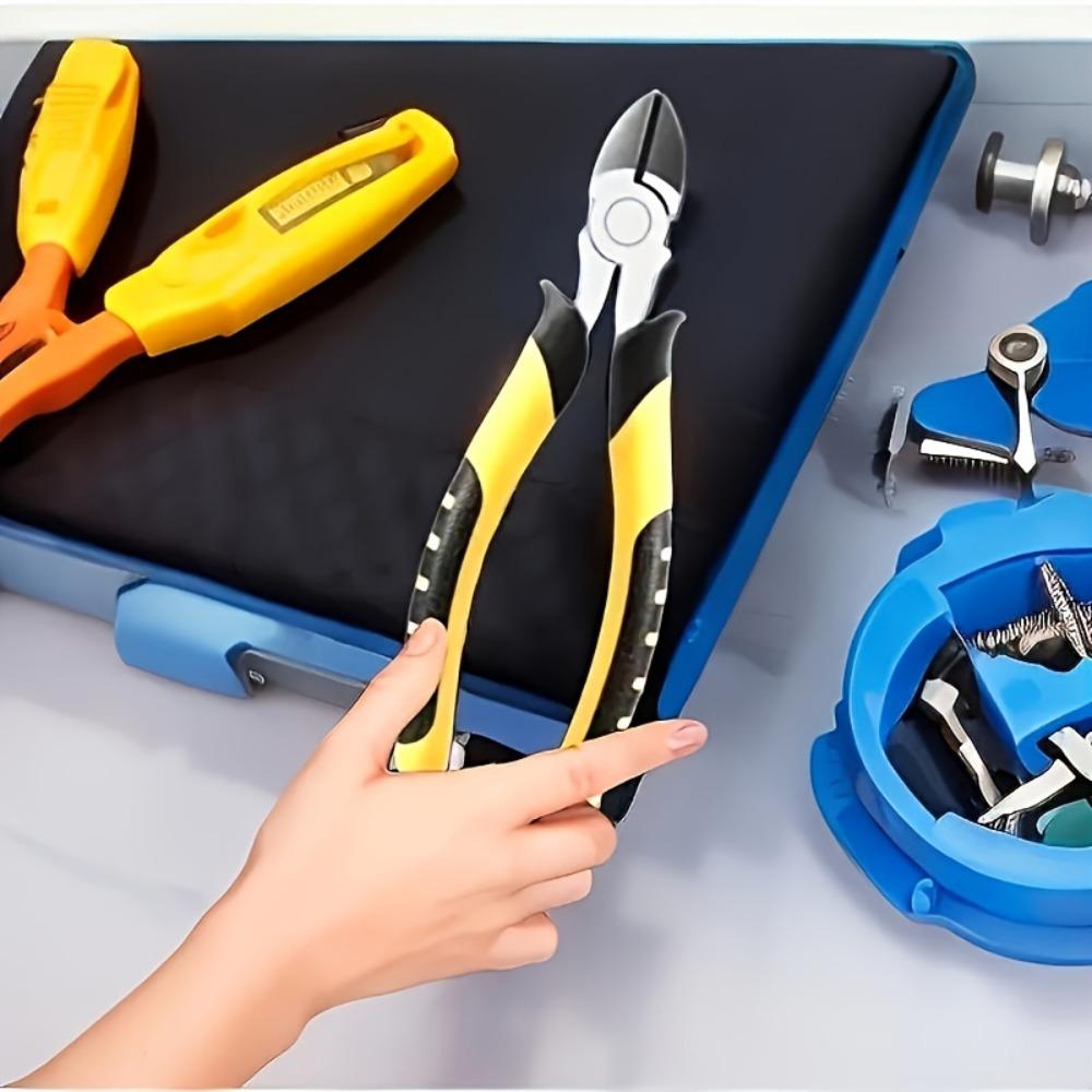 3-Piece Industrial Grade Steel Pliers Set, Electrician Special Wire Cutting Diagonal, Multifunctional Needle-Nose Hand Tools Kit