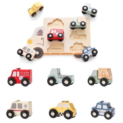 Baby Montessori Holzspielzeug 3D Puzzle Spielzeug für Babys Lernspielzeug Auto Kognition Zuordnungsbrett Puzzle für Kinder Spielzeug Geschenk