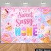 2D Pink Candy Theme 9th Birthday Banner Sweet Sassy and Nine Background