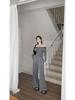 Elegant Korean-Style Women's Suit: One-Shoulder Irregular Long-Sleeved Top with Draping Pants, New Spring/Autumn 2026 Arrival.