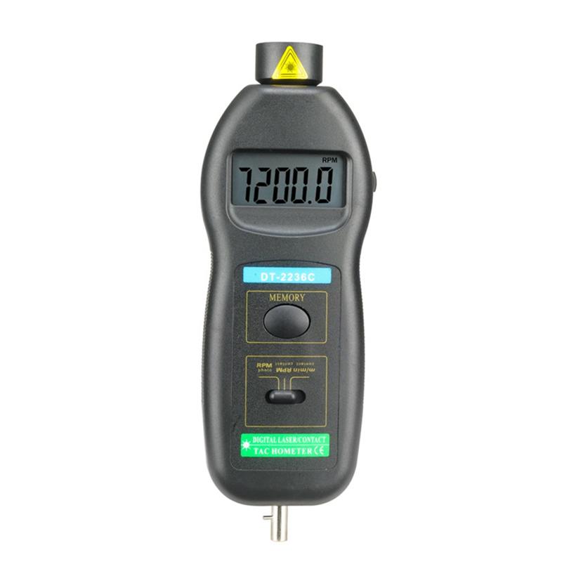 

AD23-1 PCS DT2236C Speed Detector Meter Laser Tachometer As Shown LED Digital Optical Contact Tachometer Detector Meter