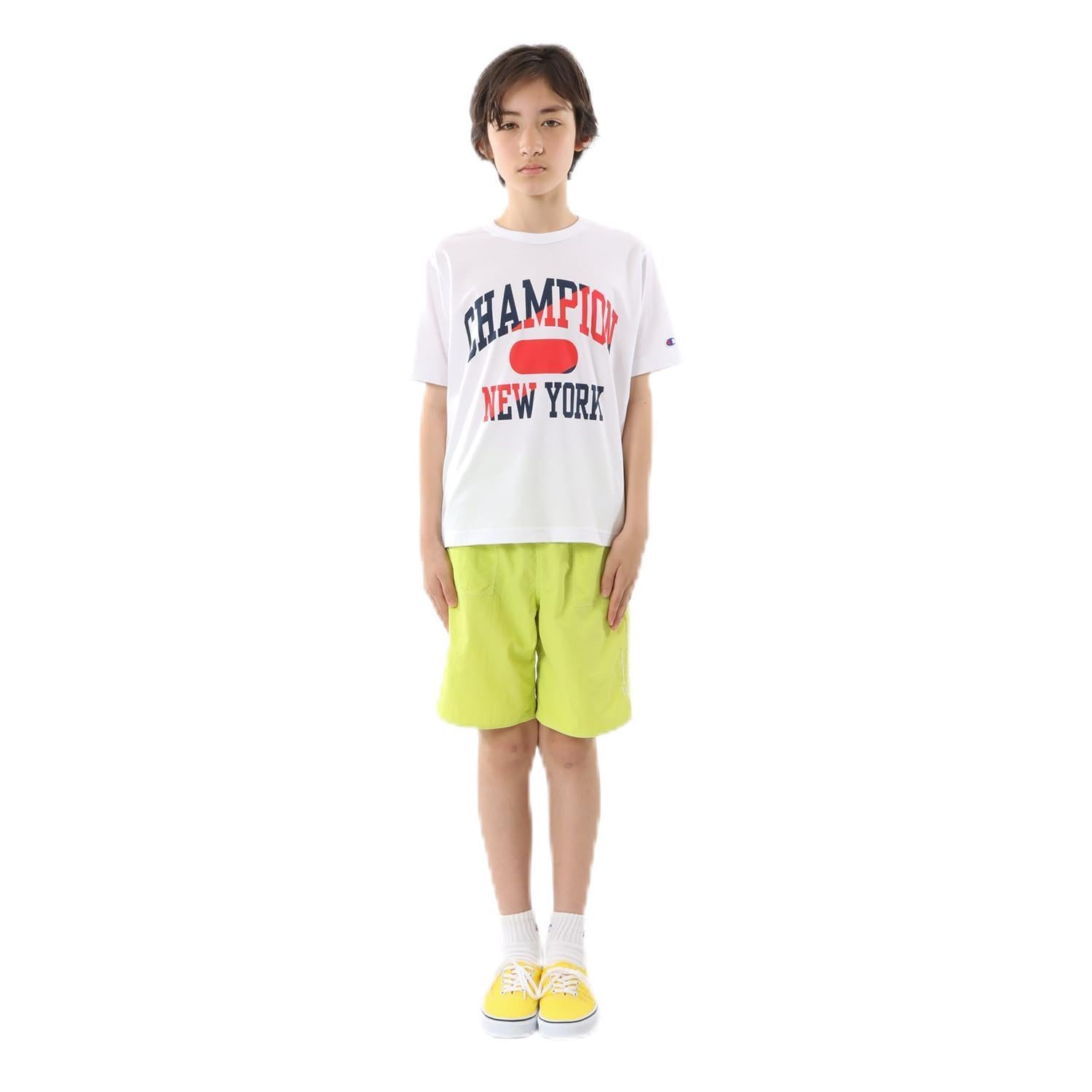 

Champion Short Sleeve Crew Neck Relaxed Graphic Logo Kids T-Shirt, 100% Cotton, Fit, Print, Boys Casual, CK-Z319-010-140 белый