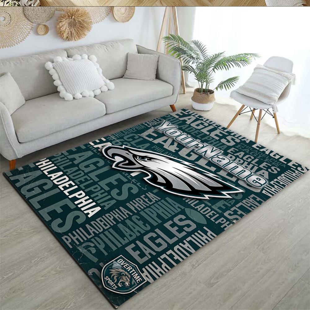 Philadelphia Eagles Customize Text Area Rug Perfect For Entryway Playrooms Hallway Game Room Antislip Rug Decorate Offices