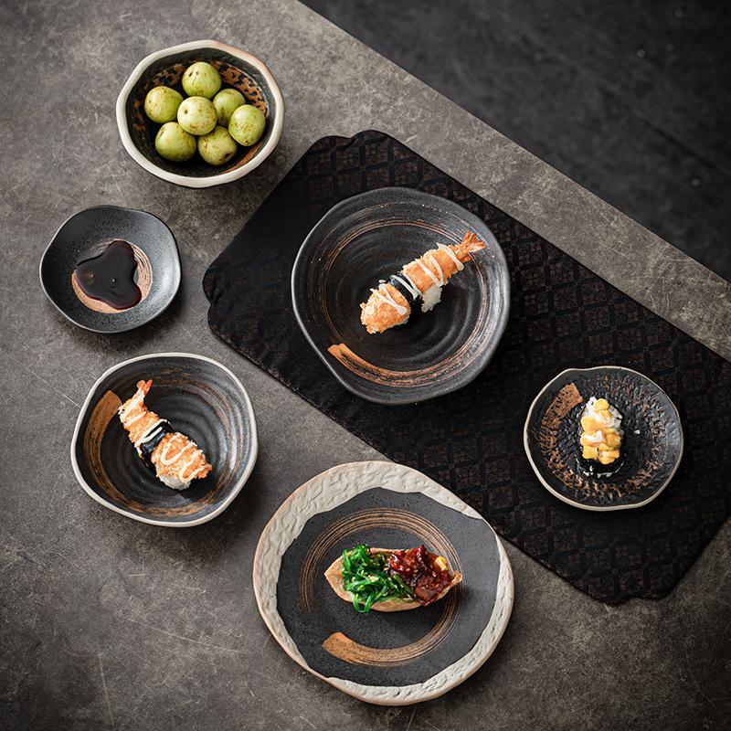 Ceramic Dinner Plate Sushi Appetizer Tableware High Foot Sushi Plate Dessert Plate Snack Plates Restaurant Specialty Tableware
