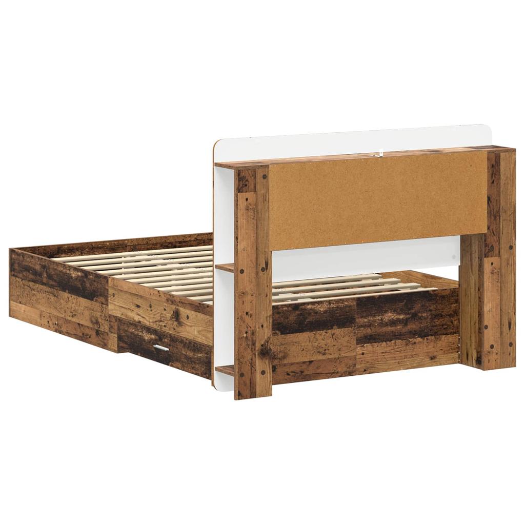 Bed Frame with Storage Space Reclaimed Wood Look 120 x 190 cm Engineered Wood