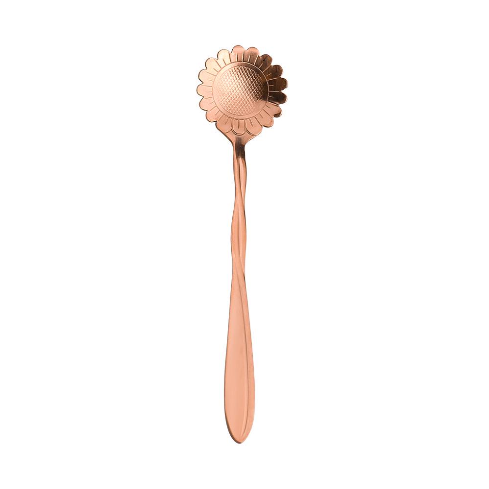 Gold Plated Christmas Flower Mixing Spoon - Japanese Stainless Steel Coffee Stirrer with Custom Logo Option.