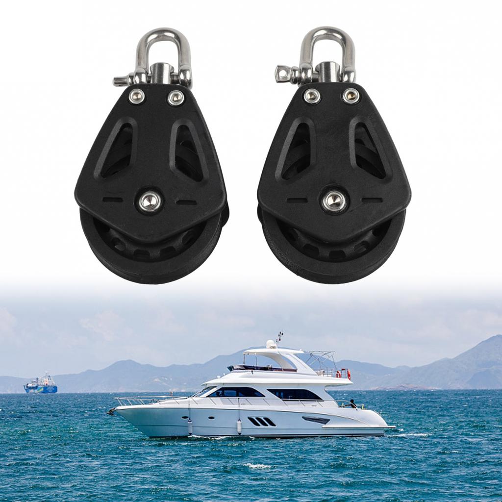 Set of 2 Heavy Pulley Blocks for Marine Use with Enhanced Bearing System