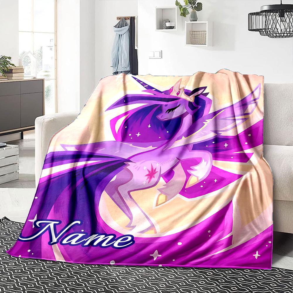 Custom Name Rainbow Pony Adventure Party Blanket For Couch Bed Plush Cozy Fuzzy Blanket Super Soft Warm Blankets For Fall And Winter 0916127