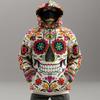 Retro-Stil Hoodies Totenkopf Floral 3D-Druck Herren Damen Kapuzenpullover Oversized Y2k Trainingsanzug Unisex Kleidung