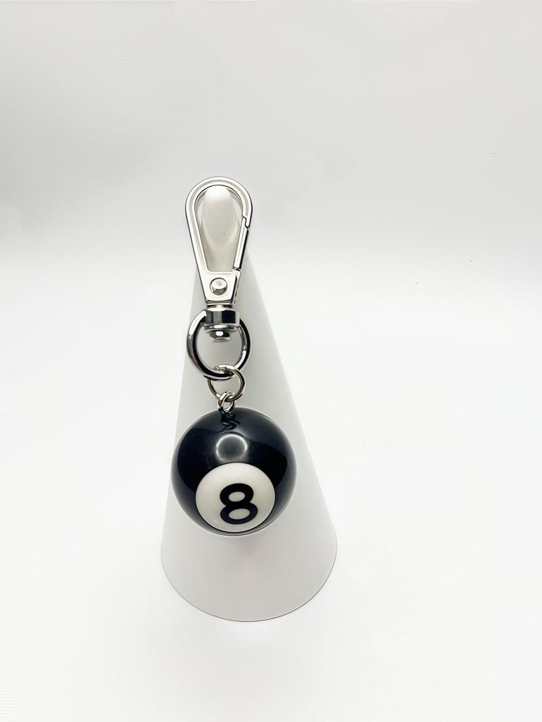 Creative Black Polyhedral Dice Billiard Keychain Pendant – Small Gift & Bag Decoration