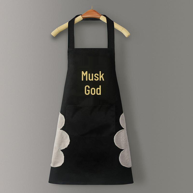 Wodoodporny fartuch dla par w stylu nordyckim i koreańskim z funkcją wycierania rąk, czarno-biały