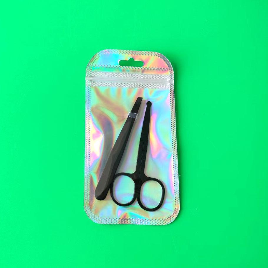 Eyebrow Grooming Set: Tweezers, Scissors, Forceps, Trimmer черный