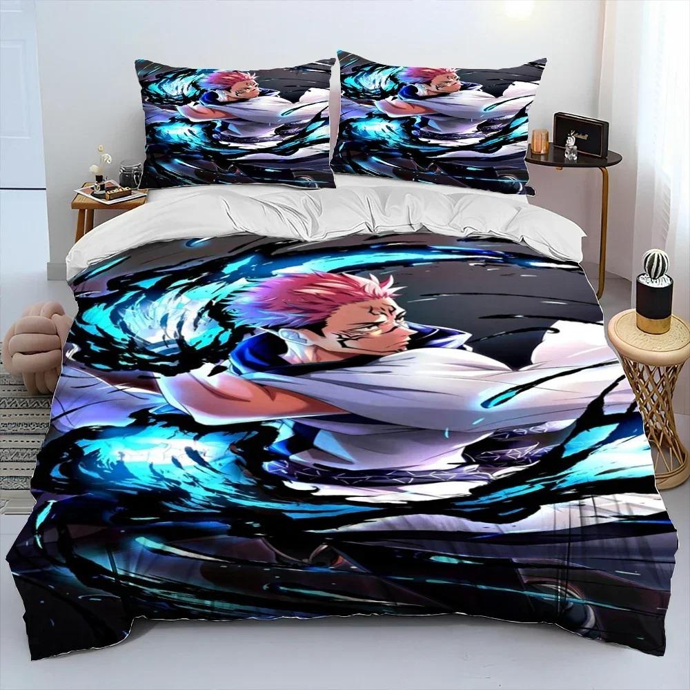 Comforter 3D Jujutsu Kaisen Anime Cartoon Bedding Set 3D Printed Suitable For Bedroom Kids Home Textile