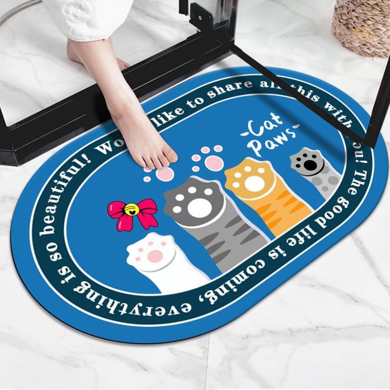Soft diatom mud bathroom absorbent floor mat toilet non-slip mat household door mat kitchen dirt-resistant foot mat