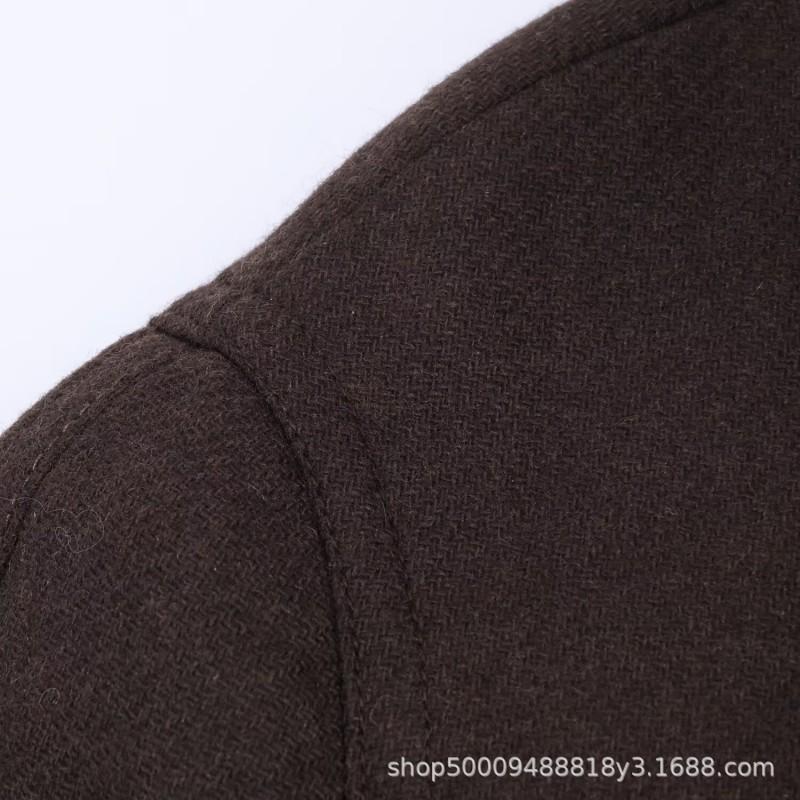 Womens Wool Blend High Neck Short Coat 2026 Street Style Outerwear Black Brown Khaki
