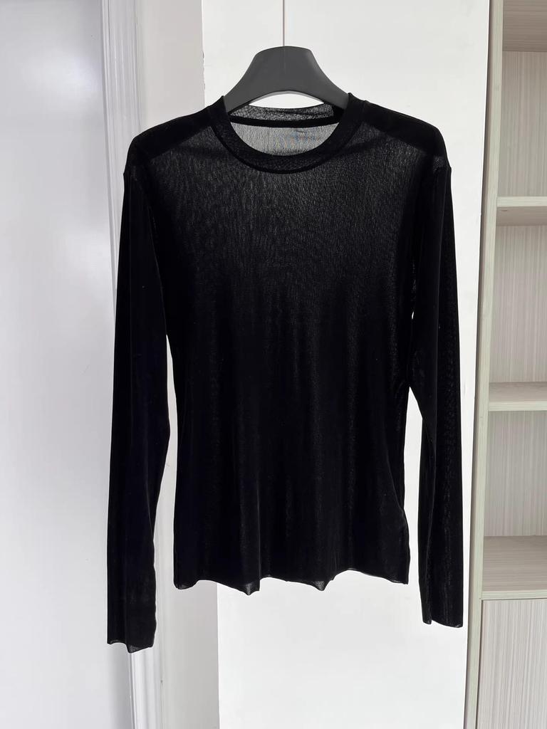 Trendy Velvet Slimming Long Sleeve Round Neck T-shirt - Autumn & Winter Fashion