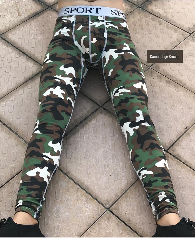 Men's Striped Camouflage Cotton Long Johns - Warm Autumn/Winter Underwear Pants