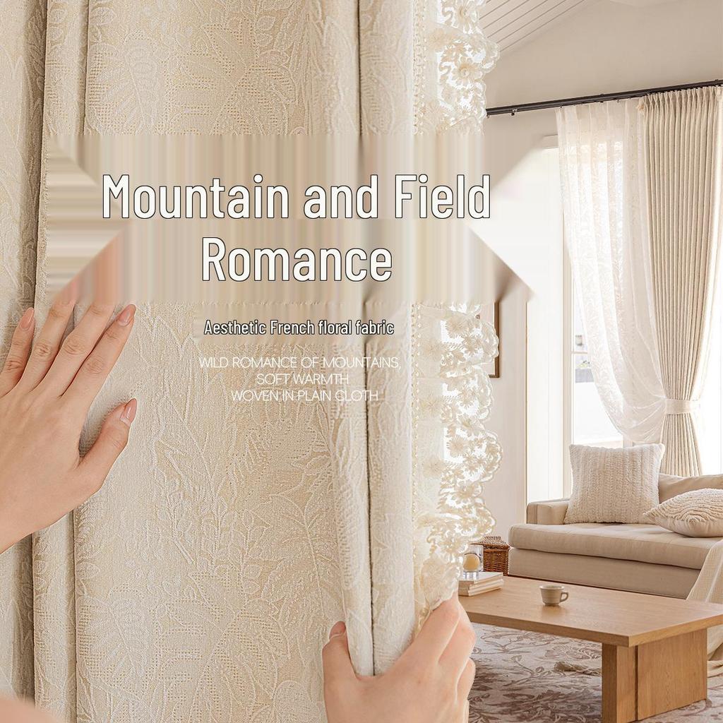 Chu Yang Cream French Jacquard Chenille Blackout Curtains for Living Room and Bedroom - High-End Style Customization