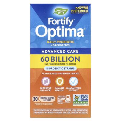 Fortify Optima, Daily Probiotic + Prebiotic, 60 Billion, 30 Delayed Release Capsules