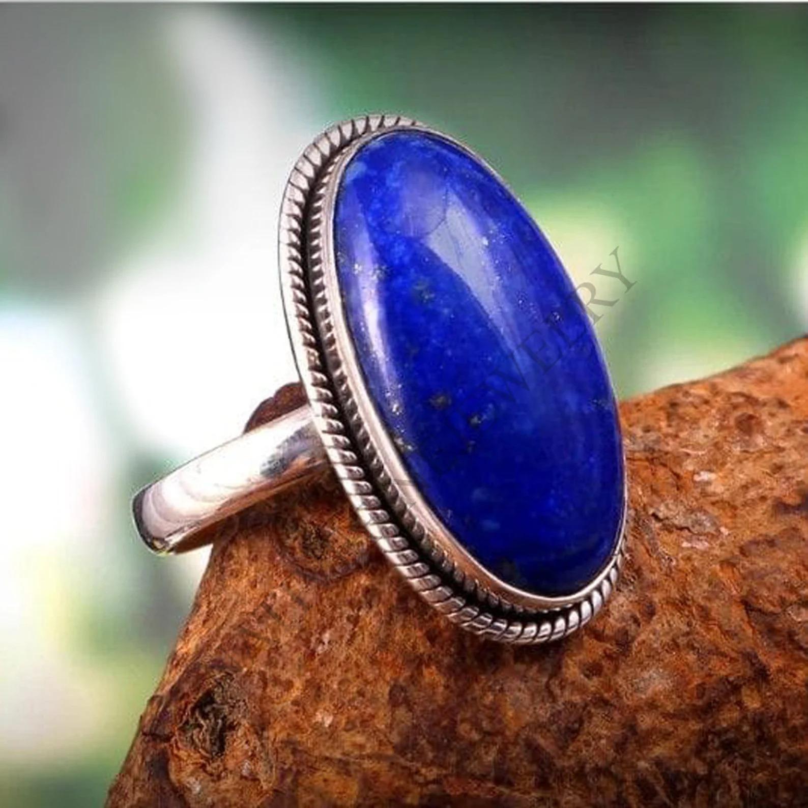 

Natural Blue lapis Lazuli Gemstone 925 Sterling Silver Ring Jewelry 10
