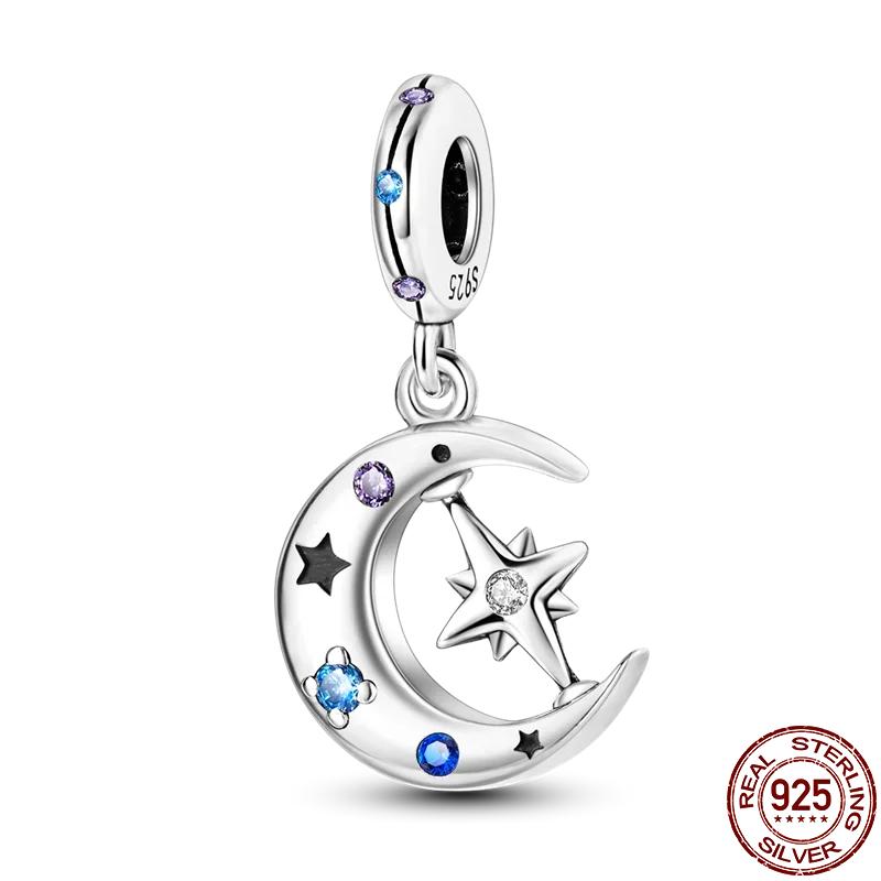 Copper Metal Charm Bead Component Bead Component Blue Series Astronaut Star Charm Bead Component Compatible With 4MM Hole Diamete Bracelet High
