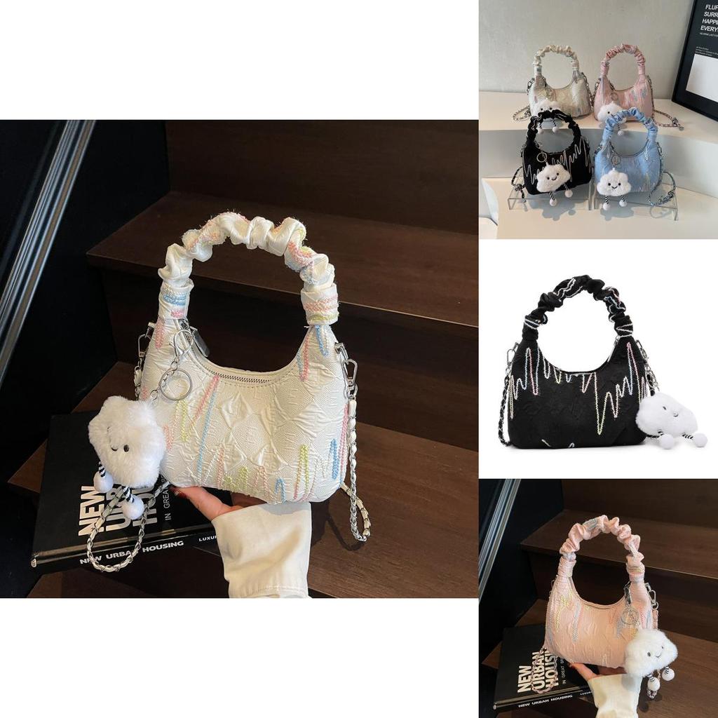 Canvas Shoulder Bag For Women With Chain Detail Perfect For Daily Casual Use