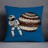 Astronaut Collection Pattern Decorative Pillowcase, Square Pillowcase, Home Office Decor