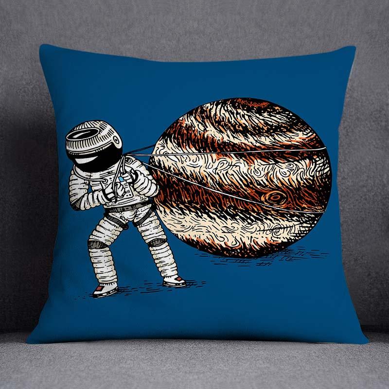 Astronaut Collection Pattern Decorative Pillowcase, Square Pillowcase, Home Office Decor