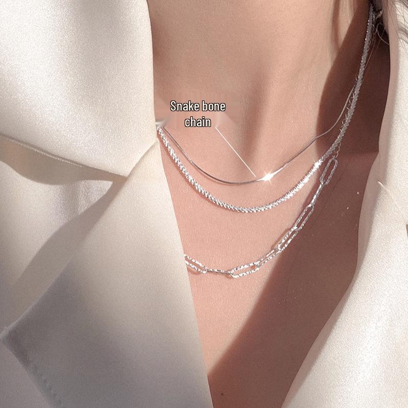 Korean Sparkle Star Necklace: Layered Clavicle Chain for Women