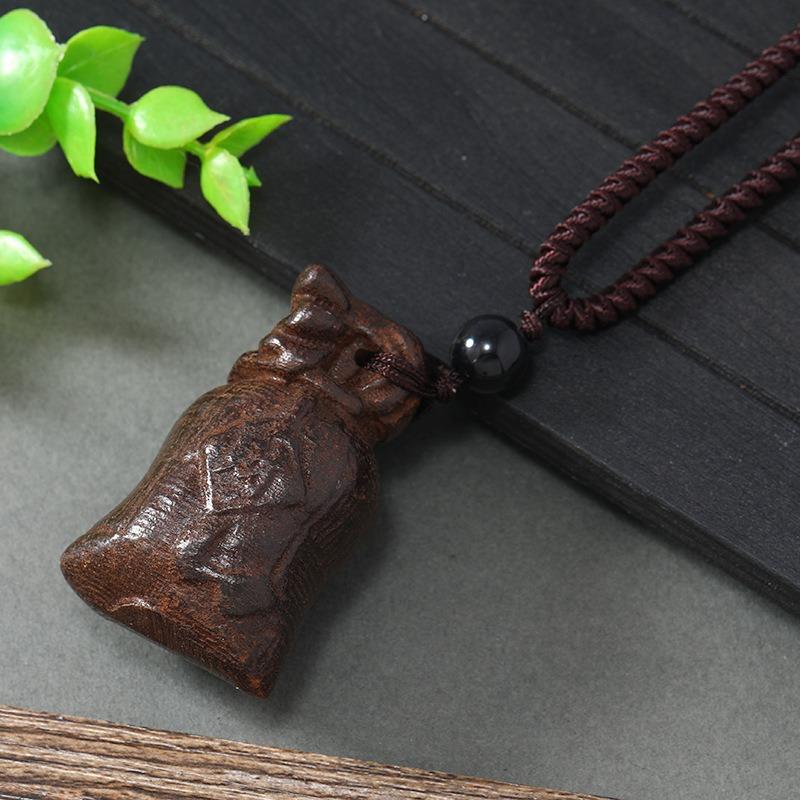 Hand-carved Mahogany Necklace Retro Femininity Long Autumn and Winter Sweater Chain Cotton and Linen Accessories