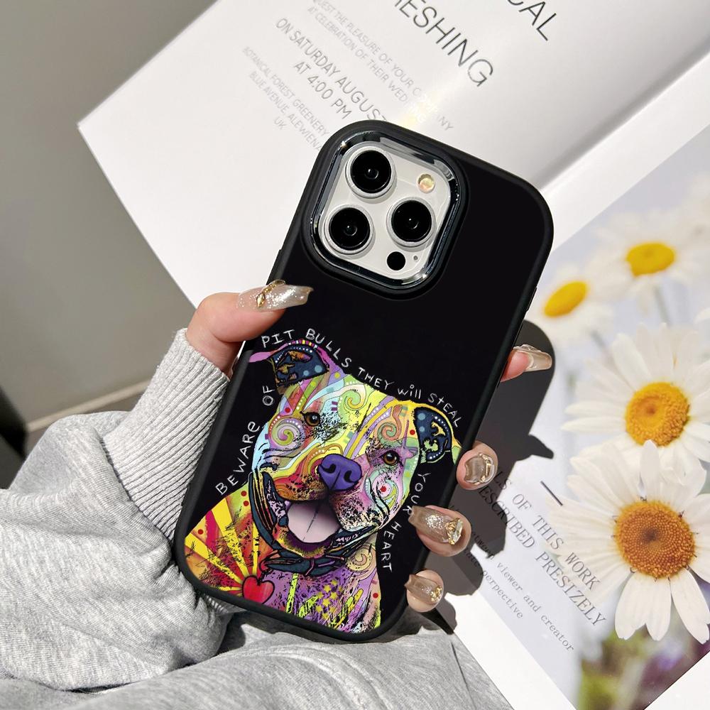 Ae76 Dog Color Doodle Design Art Phone Cases for Samsung A13 A32 A53 A04e A54 S23 S24 Ultra Infinix Hot 40i Huawei Metal Camera Protective Back Cover