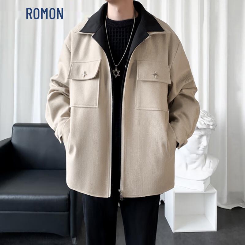 

Romon Men s British Style Short Lapel Jacket XL