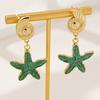 Fashion Childlike Ocean Starfish Conch Earrings Beach Vacation Wind Metal Color Women's Earrings