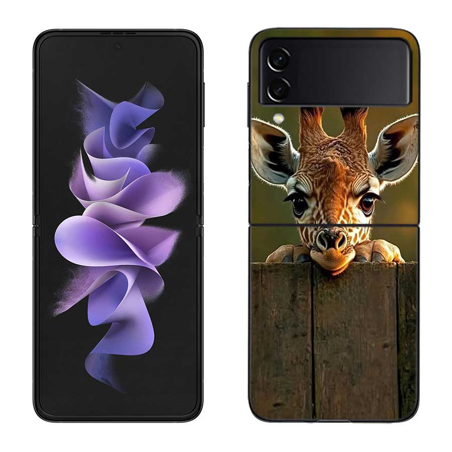 Žirafy Mají Dlouhé Krky Pouzdro Na Telefon Pro Samsung Z Flip 7 6 5G Galaxy Z Flip 5 4 3 Černé Pevné Kryt Buněčného Telefonu Luxusní PC Skořápka Coque