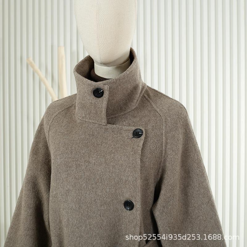 Loose Belt Long Wool Coat Double-sided Woolen Coat Thin Women Woolen Coat Women