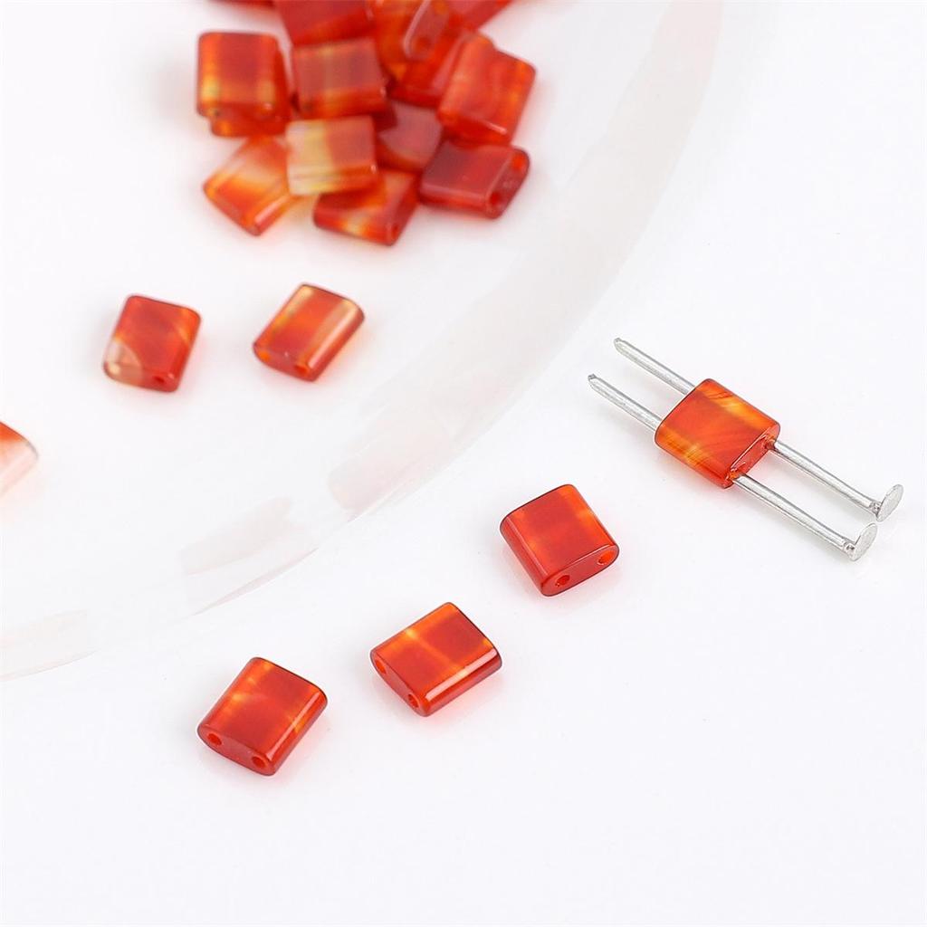 Black Hematite Emperor Stone Square Two-Hole Loose Beads for DIY Jewelry Making