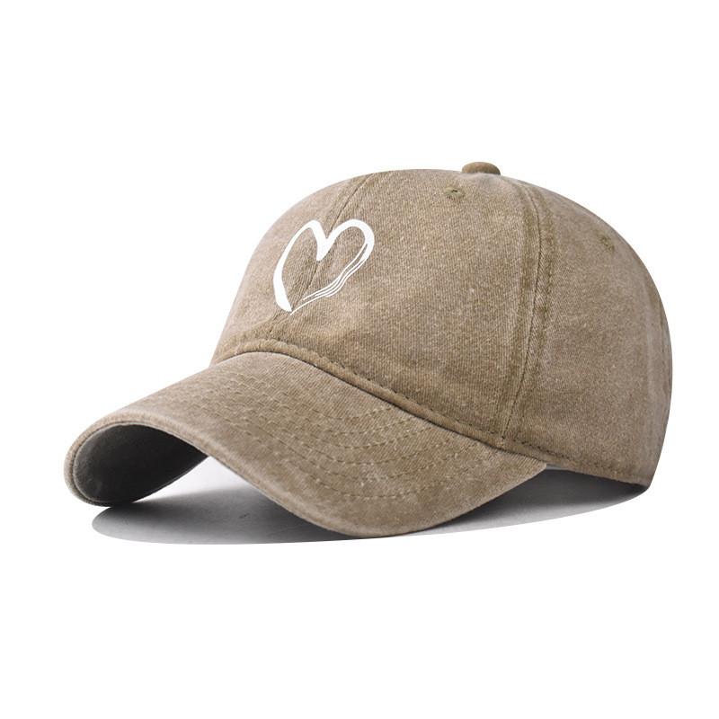 Shaped Pattern Heart Cotton Retro Big Heart Baseball Hat Adjustable Cap Adults