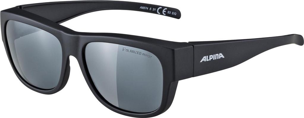 ALPINA OVERVIEW II Black Matte Polarized Mirrored Sunglasses for Glasses Over-the-Eye