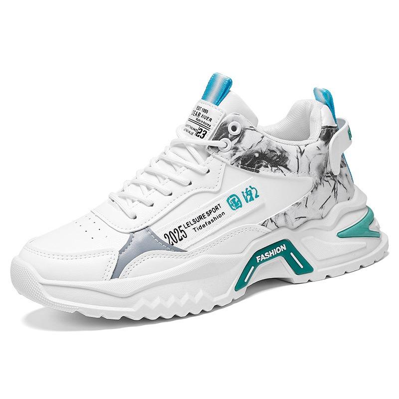 Autumn Men's Shoes New Breathable High-top Sneakers Men's Versatile Little White Height-increasing Running Shoes Trendy Shoes