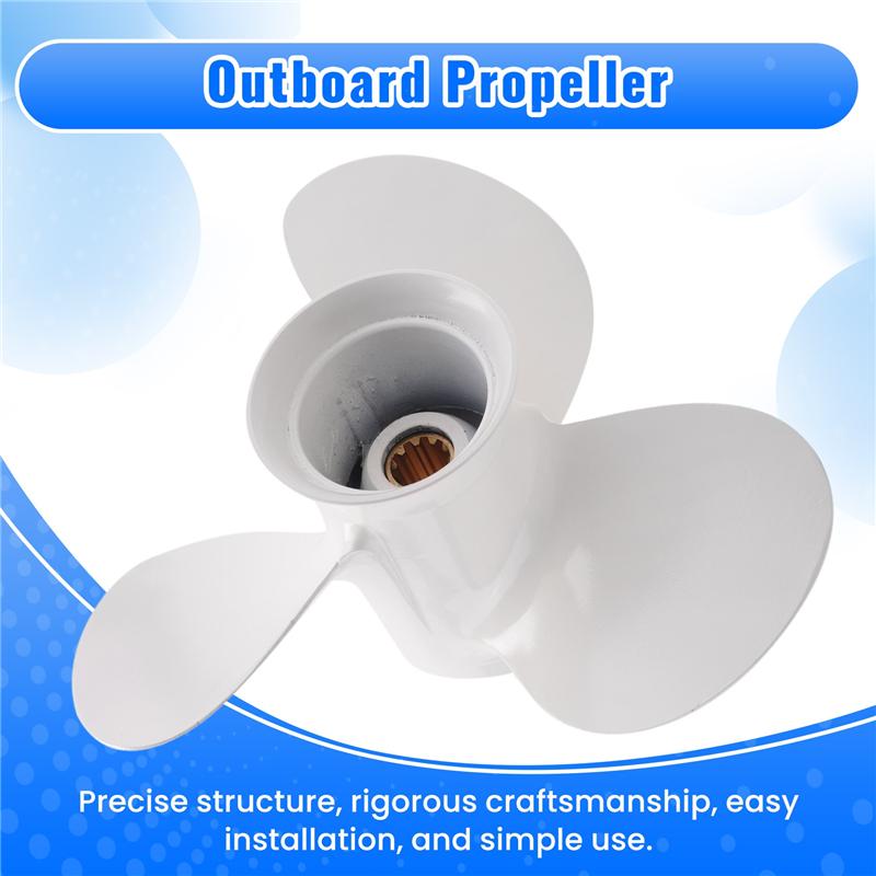 664-45945 664-45945-00-EL 9 7/8 X 10 1/2 Propeller For Yamaha 20HP 30HP White 3 Blades 10 Spline Tooth R Rotation