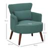 Modern Armchair, Upholstered Accent Chair with Lumbar Cushion, Rubberwood Legs, Dark Green