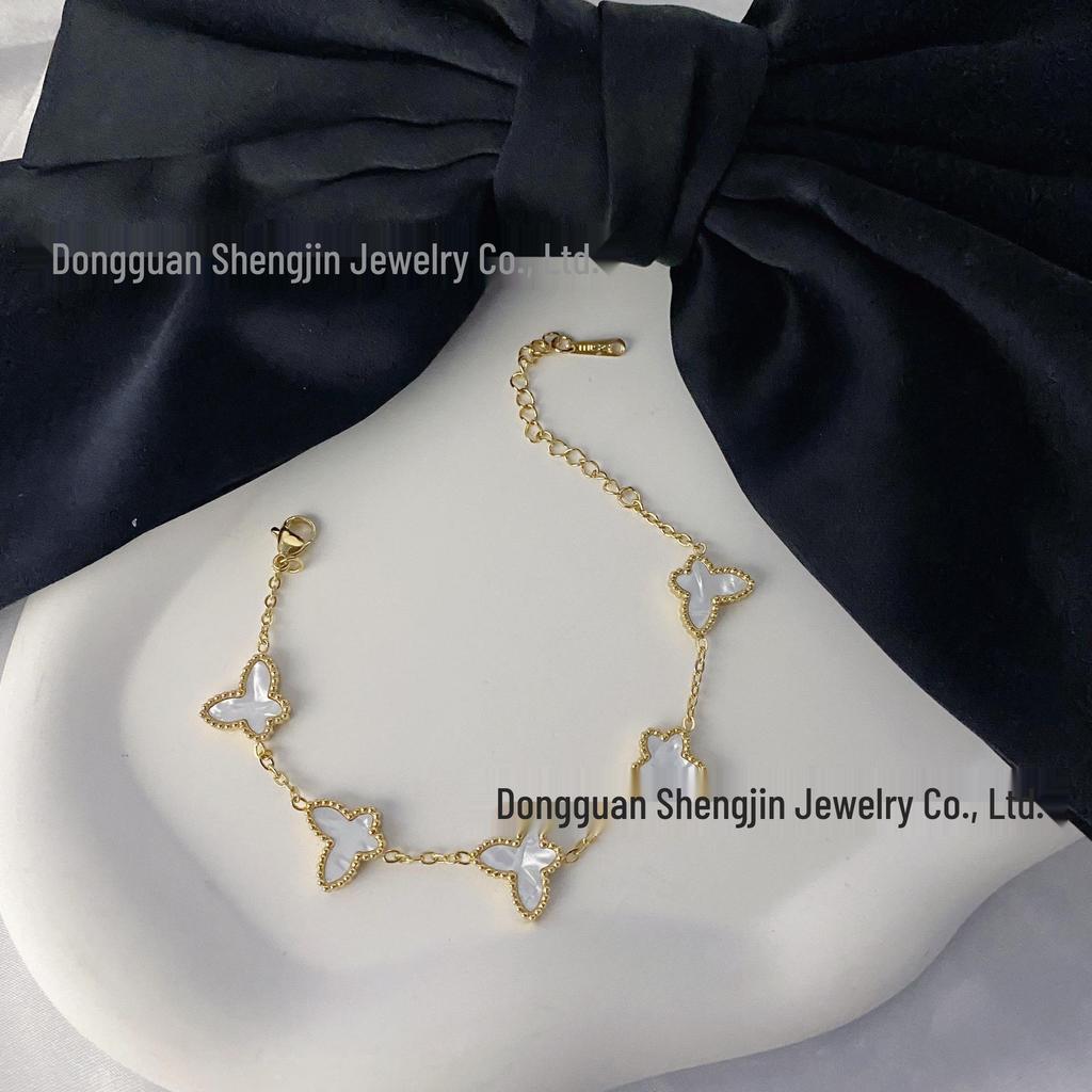 Mori-Style 18K Gold Butterfly Bracelet: Elegant Titanium Steel Jewelry for Women