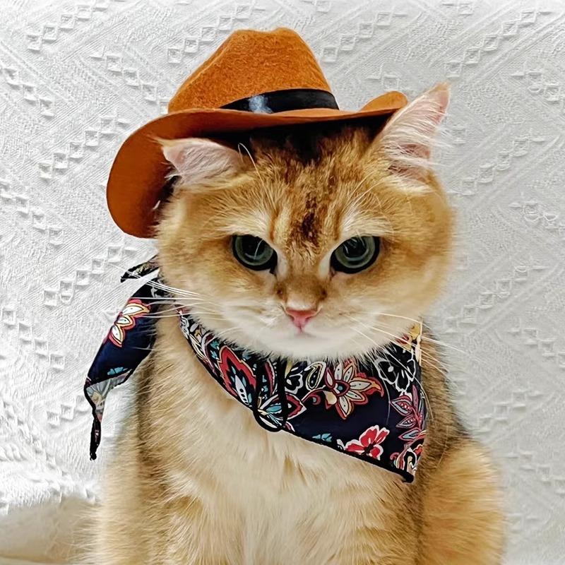 Cat Hat Western Cowboy Hat Pet Dog Photo Cute Funny Headwear Small and Medium-sized Dogs Sun Protection Sun Hat