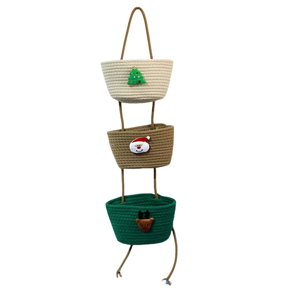 Christmas Hanging Basket, 3 Tier Over The Door Hanging Storage Basket, Cotton Rope Woven Hanging Organizer, Decorative Hanging Baskets For Living Room 3-Tier hanging basket22 x 11 x 12 high