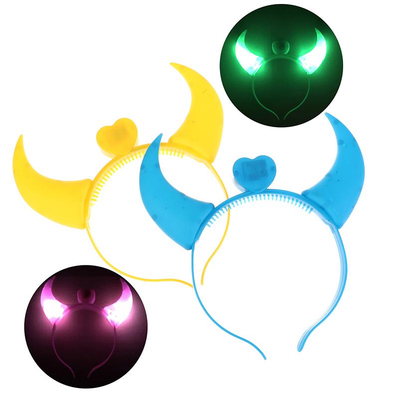 Glowing Toys Children Adults Halloween And Christmas Party Decor Led Funny Devil Horn Light Up Headband Hair Hoops Flashing Horn